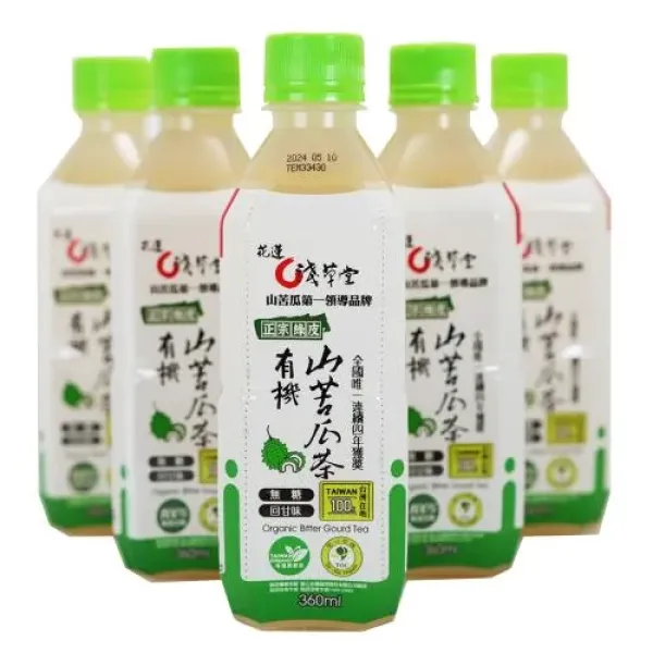 新北市農會真情食品館_花蓮淺草堂-正宗綠皮有機山苦瓜飲料(360mlX24瓶)